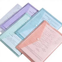 Pochette à documents A4 transfrontalière Morandi en PP transparent avec boutons-pression, étanche, couleur Macaron, fabriquée en Chine, modèle 209B