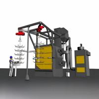 Broyeur de croûtes industriel automatique à crochets pour pièces moulées sous pression, à commande PLC, pour le débavurage de croûtes d'acier, haute productivité