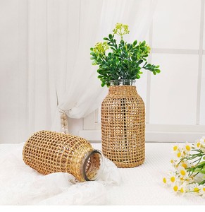 Vase en verre de Style campagnard avec corde de chanvre, couverture tissée, Vases à fleurs pour centre de table de mariage - Product Image 3