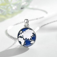 Collier rond en argent sterling 925 avec pendentif en forme de globe, bijou de voyage africain, carte du monde, nouvelle collection