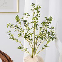 Ranting Enkianthus Perulatus Buatan Sentuhan Asli PVC 3 Cabang Daun Hijau Jepang 80cm Pengisi Vas Dekorasi Rumah Pernikahan Grosir