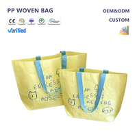 Sacs fourre-tout promotionnels imperméables à double poignée, en PP tissé, avec logo personnalisé, revêtement alimentaire, recyclés et laminés, pour courses écologiques
