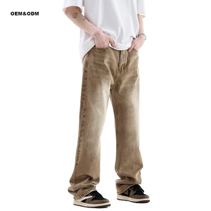 Nouveauté Pantalon en jean slim pour <span class=keywords><strong>homme</strong></span> Taille mi-haute Style droit Lavage clair Vintage Khaki Dégradé de couleur <span class=keywords><strong>Jeans</strong></span> rétro - Product Image 4