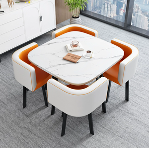 Set Tavolo da Pranzo in Pietra Sinterizzata con Moderno Tavolo Allungabile in <span class=keywords><strong>Marmo</strong></span> di Lusso per 6 Persone, Adatto anche per 4 Persone - Product Image 3