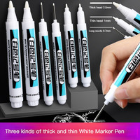 Set Pena Cat Permanen Putih 0.7mm 1mm untuk Kayu, Batu, Plastik, Kulit, Kaca, Logam, Kanvas, Keramik, Pena Penanda Lubang Dalam