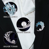 Broche TIANSHE de luxe en cristal dégradé, motif épi de blé, pour femme, avec perle d'eau douce haut de gamme, accessoire de corsage pour manteau d'hiver