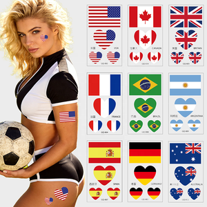 Pegatinas de <span class=keywords><strong>tatuajes</strong></span> temporales para rostro, estilo europeo-americano, impermeables, 2026, con diseños de fútbol, diversión y banderas - Product Image 2