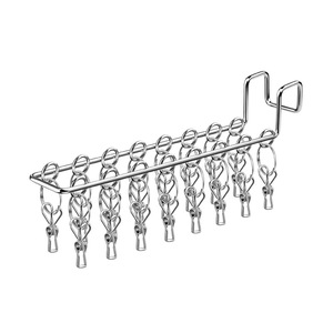 Stainless Steel Sock Drying Rack Multi Clip Clothes Hanger Heavy Duty Balcony Dormitory Use <b>Hook</b> Type Organizer - Product Image 3