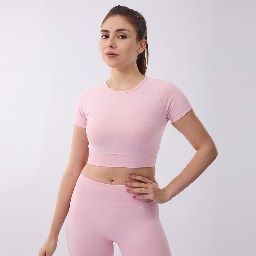 Roupa Academia Feminina Custom Logo Women Running Gym Sport Wear Fitness Workout Short Sleeve Yoga Clothes Crop Top Tshirt