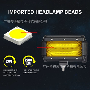 ไฟทำงาน LED ขนาด 5 นิ้ว 72W สำหรับรถออฟโรด รถจักรยานยนต์ ไฟสปอตไลท์ พร้อมสวิตช์ควบคุม แหล่งจ่ายไฟ DC - Product Image 3