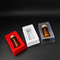 Boîte de 10 ml à 1 compartiment, transparente, blanche et rouge, en PET, pour flacon unique, plateau alvéolé pour poudre lyophilisée, pour bouteille de poudre lyophilisée