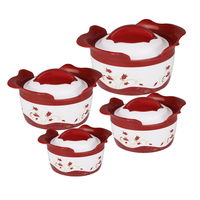 Lot de 4 Bols à Salade Rouges Isothermes Double Paroi en Acier Inoxydable, Set Chauffant avec Couvercle pour Plats Chauds, Récipient de Conservation Alimentaire