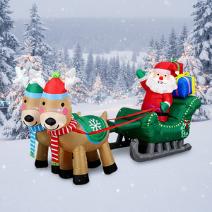 Decorazione Natalizia Gonfiabile da Giardino: Renna che Tira il Carrozzino con Babbo <span class=keywords><strong>Natale</strong></span> che Consegna Scatole Regalo - Product Image 1