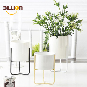Charnue pot en fer doré vase simple cadre en fer céramique hydroponique pot petit pot de fleur - Product Image 1