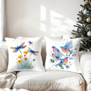 Bantal hias cat air berwarna-warni dengan gambar kupu-kupu, burung, dan lebah untuk dekorasi rumah yang nyaman - Product Image 3