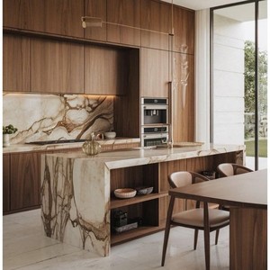 Îlot de cuisine Lumina 2026 Hot Eco personnalisé - Plateau extensible en <span class=keywords><strong>ardoise</strong></span> de qualité <span class=keywords><strong>alimentaire</strong></span>, bois massif, multi-portes, conception 3D gratuite, garantie 5 ans - Product Image 3