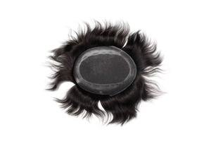 Mái tóc giả nam Aizhilin Úc, tóc Remy Ấn Độ, chất liệu ren Pháp, viền PU, 100% tết tay, sóng tự nhiên/thẳng, mật độ 100%, 38mm - Product Image 3