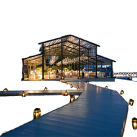 Tente de réception transparente pour mariage, structure en verre et métal noir, 30 x 50 m, capacité 150-200 personnes, structures à portée libre, tente orangerie pour événements