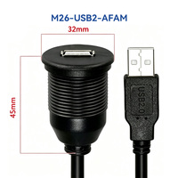 Conector USB 2.0 de 26.5mm para Montaje en Panel, Duradero, Hembra a Macho, Puerto Redondo con Cubierta Protectora para Vehículo/Barco, Cable de 2m