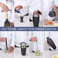 Ensemble de shaker à cocktails moderne en acier inoxydable noir de 8 pièces, kit de barman, capacité de 750 ml, personnalisable