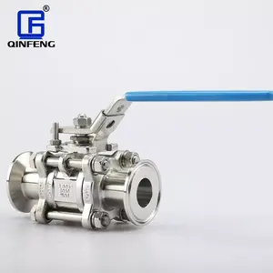 QINFENG Stainless Steel PTFE Seal Encapsulated/Half-pack Full Port Tri-clamp Manual 3pc Ball Valve For Beverage