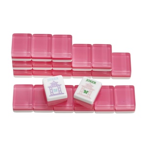 Premium Custom Clear Carved Pattern Transparent Crystal Pink American Mahjong Essential for Gifting and <b>Entertainment</b> - Product Image 1