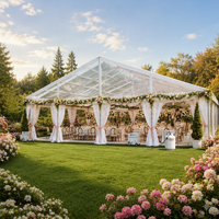 Tente de réception transparente pour mariage avec couverture en PVC transparent, structure en aluminium pour utilisation en intérieur, capacité de 1000 personnes