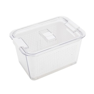 Double Layer Drain Basket Food Storage Box Square Plastic Lid Refrigerator <b>Vegetable</b> Storage Keep <b>Fresh</b> Eco Friendly L Size - Product Image 5
