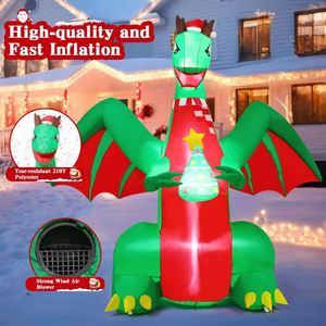 Décorations gonflables de dinosaures personnalisées de 6 pieds pour la Toussaint, avec LED intégrées, T-Rex avec chapeau de Noël, pour l'intérieur et l'extérieur, pour enfants et jardins - Product Image 3