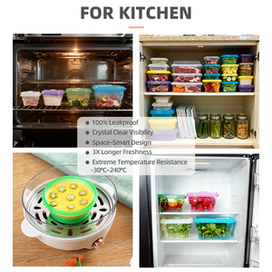 Fiambrera de silicona irrompible para niños y adultos-Contenedor de caja Bento a prueba de fugas dividido Contenedores de silicona para aperitivos con tapas - Product Image 3