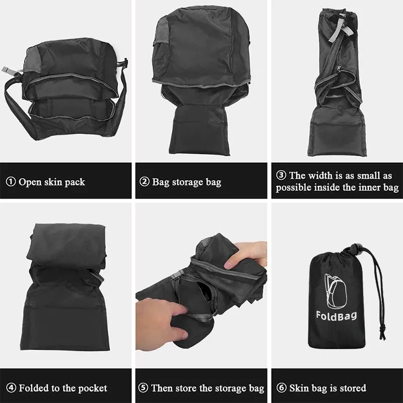 आउटडोर स्पोर्ट क्लाइंबिंग कैम्पिंग फोल्डेबल लाइटवेट शोल्डर बैग 15-20L छोटे पैक करने योग्य बैकपैक हाइकिंग बैकपैक