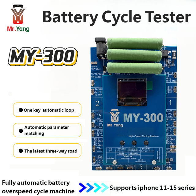YCS Mr. Yang MY-300 Fully Automatic Battery Overspeed Cycle Machine Battery Cycle Tester for iPhone 11 12 13 14Plus 15Pro Max