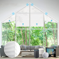 Persianas Inteligentes Motorizadas Trapezoidales de Panal de Abeja, Cortinas Enrollables Celulares Opacas para Ventanas con Formas Especiales