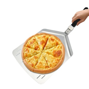 Pala para Pizza Plegable Extra Grande de Acero Inoxidable Perforado con Mango, Herramienta para Hornear Pizza, en Oferta - Product Image 2