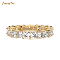 Bague éternité en moissanite taille émeraude 3x4mm pour femme, en argent sterling 925, avec bande de pierres rectangulaires, vente en gros directe usine