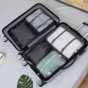 Juego de 6 Bolsas de Almacenamiento para Viaje, Organizador de Ropa de Tela Oxford, Juego de Divisores para Almacenamiento de Viaje, Forma Rectangular, Gris Oscuro - Product Image 3