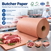 Rouleaux et feuilles de papier boucher personnalisés avec logo imprimé, pour emballage de viande fumée et barbecue, blanc et rose, imperméables