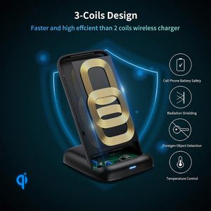 <span class=keywords><strong>Cargador</strong></span> Inalámbrico PowerLot Certificado de 10W QC3.0 Tipo-C con 3 Bobinas 9V/1.67A Material ABS para S10 <span class=keywords><strong>Note</strong></span> <span class=keywords><strong>10</strong></span> 11 Pro/Pro Max - Product Image 2