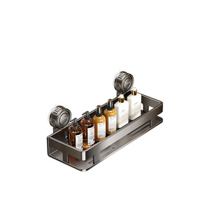 Bathroom Storage Rack Double Layer Suction Mounted Wall Shelf For Toilet And Washbasin Durable Rectangular Design - Product Image 5