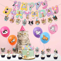 Mignon miaou chat ballon anniversaire bannière décoration animal de compagnie chat fête ballon couleur Pastel pour la décoration de fête d'anniversaire K0020