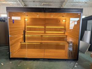 Sauna a Vapore Moderna Finlandese Personalizzata per Esterni in Legno di Cedro Rosso con Stufa Elettrica a Infrarossi per Tutto il Corpo - Product Image 5