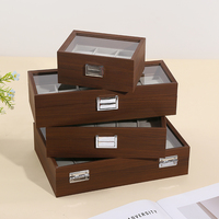 Organisateur de montres rétro en bois de noyer, boîte de rangement et de présentation à 3/6/10/12 emplacements, fenêtre transparente, logo personnalisé, couleur, emballage OEM/ODM