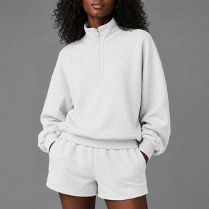 Sudadera Básica para Mujer, Cuello Redondo, Cierre de Cremallera de un Cuarto, Transpirable, de Algodón Suave, Manga Larga, para Uso Diario, Informal - Product Image 2