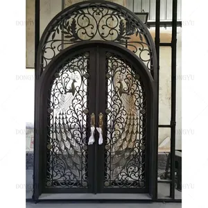 Kisi dekoratif modern keamanan gerbang depan pintu utama pintu besi tempa otomatis kualitas tinggi gerbang masuk besi tempa