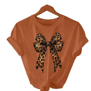 Camiseta holgada con patrón de lazo rosa elegante para <span class=keywords><strong>mujer</strong></span>, 180 gramos, tela de punto económica antibolitas, moda informal, talla XS ajustada - Product Image 1