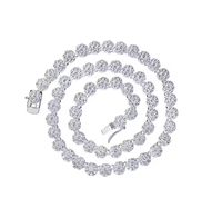 Colliers personnalisés pour hommes en moissanite et diamant, argent sterling 925, plaqué or 18 carats, chaînes fines de luxe, collier ras du cou en forme de fleur