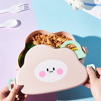 Boîte à lunch en plastique mignonne en forme de pastèque avec trois compartiments, compatible micro-ondes, portable pour les sorties printanières, conservation des fruits