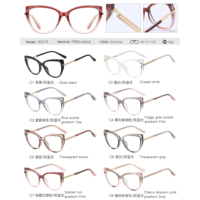 Lunettes anti-lumière bleue pour femmes MS 82275, monture œil de chat, accent métallique