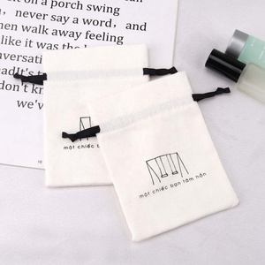 Custom Logo Printed Brush Canvas Cotton <b>Dust</b> <b>Bag</b> for Jewelry Antique Drawstring Bracelet Packaging Jewelry Pouch - Product Image 3