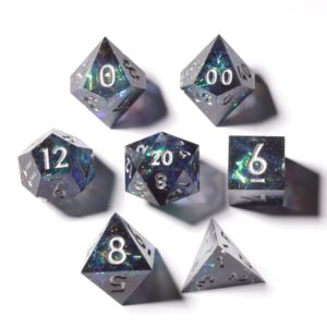 Mini Planet – Lot <span class=keywords><strong>de</strong></span> 7 <span class=keywords><strong>d</strong></span>és polyédriques en résine pour jeux <span class=keywords><strong>de</strong></span> société, carrom et jeux <span class=keywords><strong>de</strong></span> table – D4/D6/D8/D10/D12/<span class=keywords><strong>D</strong></span>%/D20 - Product Image 1